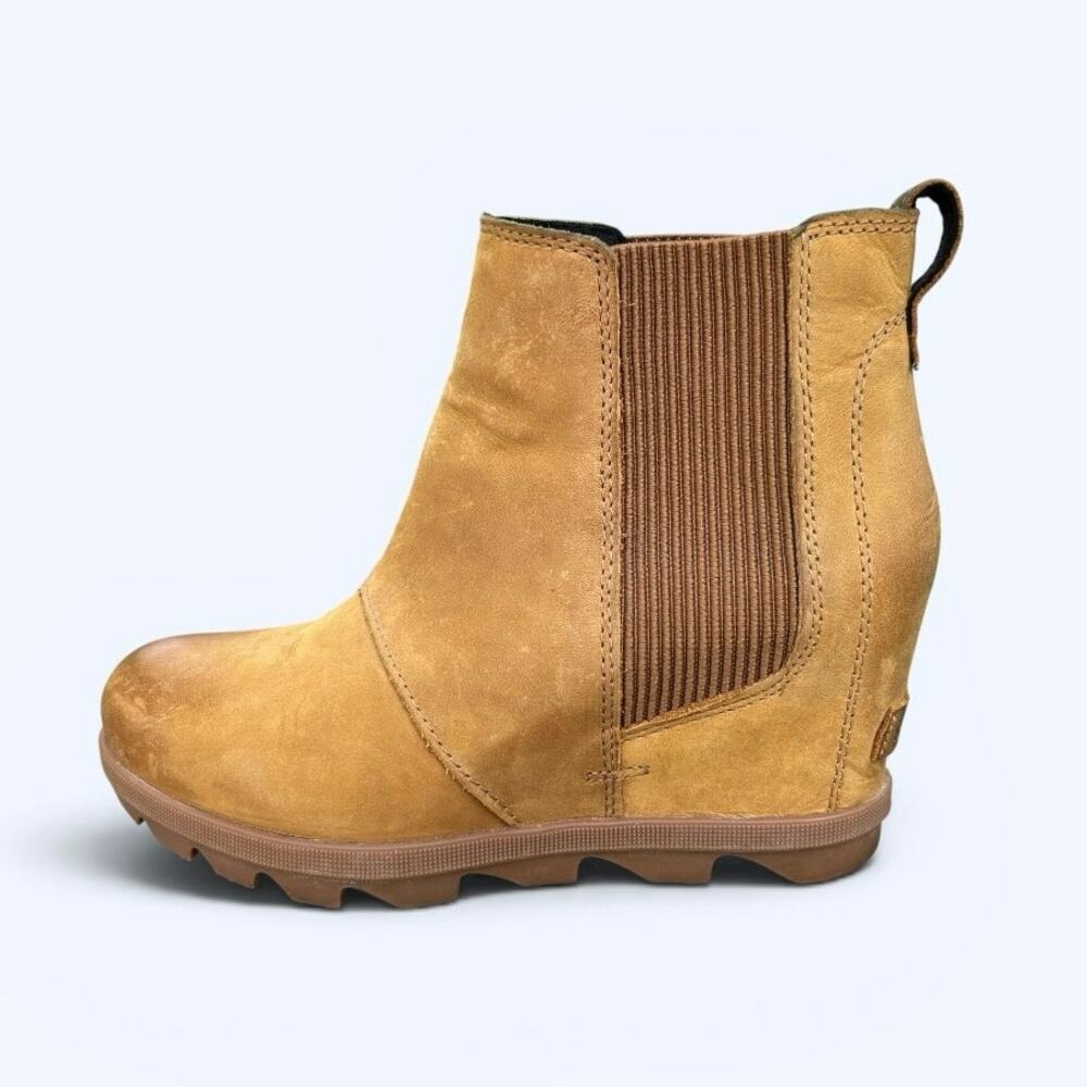 Sorel Joan of Arctic II Chelsea Wedge Boots Women’s 8 Brown Leather Waterproof